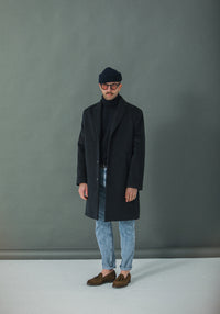Manteau Long Laine & Cachemire Navy